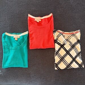 Banana Republic 3 Pack - Pink / Teal / Black & White 3/4 Sleeve Tops
